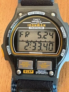 Timex Indiglo Ironman Triathlon Watch, 100m WaterResist, Hook/Loop Strap,Working - Picture 1 of 6