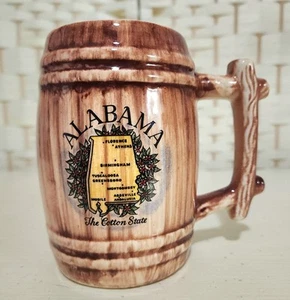 Vintage Alabama State Souvenir Barrel Mug Ceramic - Picture 1 of 7