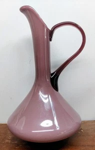 Jarra/jarra Empoli púrpura lila blanca con estuche de vidrio Italia mediados de siglo 13" - Imagen 1 de 12