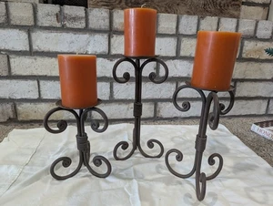 Vintage Heavy Scrolled Wrought Iron Candle Holder - Picture 1 of 5