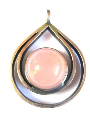 Antico Ciondolo Argento 835 Con Quarzo Rosa, Gustav Hauber, 17,55 G - Immagine 1 di 3