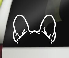 Frenchie Ears White Vinyl Decal Car Truck Windows Laptop Tablet Notebook