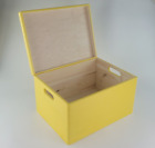 LARGE WOODEN BOX / TOY BOX 40x30x23cm WITH HANDLES IN YELLOW COLOUR