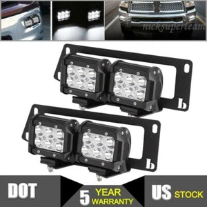 For Dodge Ram 2500 3500 4 inch LED Fog Lights Pods + Front Bumper Mount Bracket - Picture 1 of 12