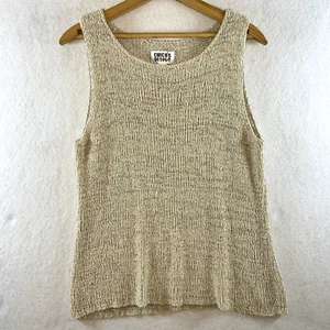 Vintage Chicos Womens Silk Blend Tank Top Sz S Beige Textured Coastal Luxury - Picture 1 of 11