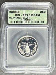 2000-S Silver Proof Maryland Quarter ICG PR-70 DCAM, Buy 3 Items, Get $5 Off!!! - Picture 1 of 2