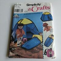 Simplicity 5679 18" Girl Doll Clothes Pattern Camping Tent Sleeping Bag Uncut