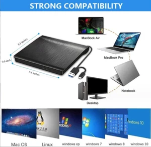 Grabadora de unidad de CD DVD externa USB 3.0/TIPO-C reproductor de escritura para computadora portátil - Imagen 1 de 7