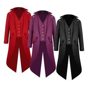 Men Steampunk Tailcoat Jacket Gothic Coat Costume