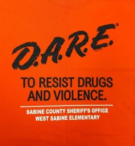 D.A.R.E. T-Shirt Men's Sz XL Dare Resist Drugs And Violence Orange Sabine County - Picture 1 of 4