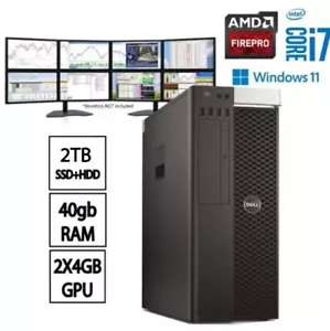 Dell Trading Computer for 8 monitors Core i7 MaxT3.50GHz 40GB RAM 2TBSSD+HDD - Picture 1 of 7