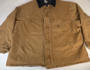 Carhartt Mens Jacket Size 3XL Quilted Brown Duck Canvas Thick Work Coat C26-211 - Picture 1 of 10