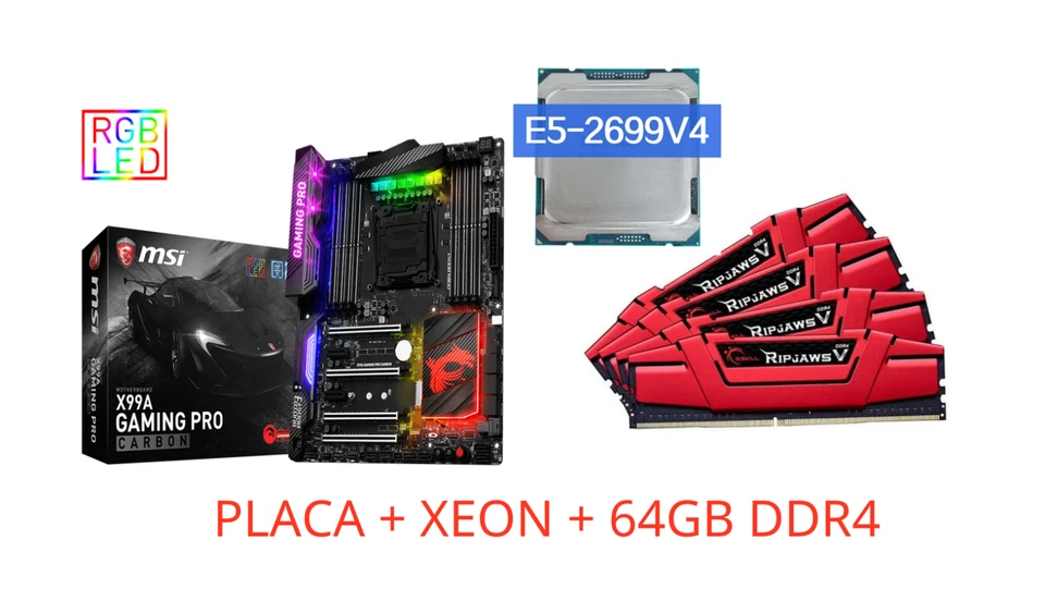 Combo MSI X99A + Xeon E5-2699 v4 + 64GB DDR4 LGA2011-v3 - Imagen 1 de 4