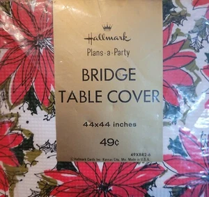 Copritavolo Vintage Hallmark Poinsettia Nuovo Piano Una Festa Ponte Metà Secolo Anni 60 - Foto 1 di 5