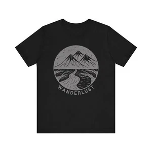 Unisex Wanderlust Shirt Adventure Mountains Camping Hiking Cool Nature T-Shirt - Picture 1 of 37