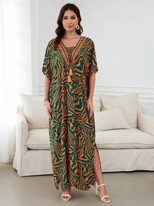 AU STOCK COTTON EMBROIDERY OVERSIZE KAFTAN KIMONO DRESS BIKINI COVER 23136-3 - Picture 1 of 5