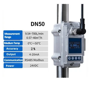 DN50 Ultrasonic Flow Meter No Pipe Cutting External Clip-On Water Sensor Switch - Picture 1 of 11