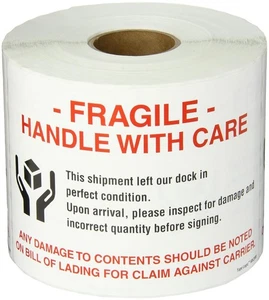 1 Roll of 500 Labels - Tape Logic #DL3191, Fragile Handle With Care Shipping Tag - Picture 1 of 3