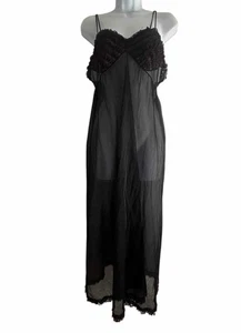 Vintage Eyeful By The Flaums Damen Schlupfkleid M 36 schwarz lila Rüschen Mieder transparent - Bild 1 von 14