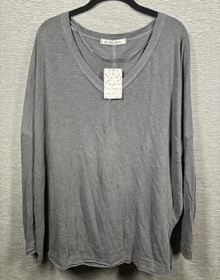 NUEVA Camisa Free People Mujer’s On My Mind Cuello en V Manga Larga Gris Oscuro Talla S Foto 1 de 4