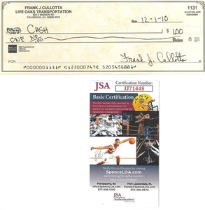 Frank Cullotta Mobster Signed Authentic Check JSA #JJ71448 - Picture 1 of 2