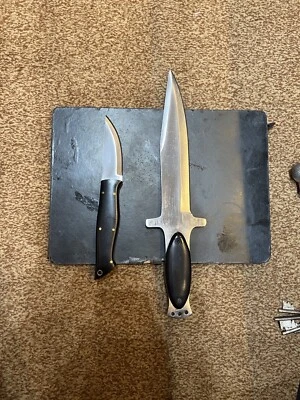 Hunting Knife And Scandi Forest Knife D2 Steel With Black Leather Cover - Image 1 of 4