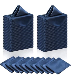 Napkins, Cloth Dinner Table Silk Napkin Linens - 20 Inches Square Shiny Satin - Picture 1 of 4