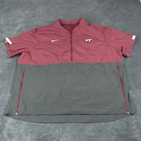 Virginia Tech Hokies Jacket Mens Large Purple Pullover Baseball Dri Fit Nike Cover