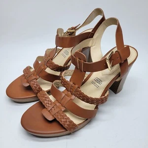 Liz Claiborne Sandals Womens 9.5 Brown Heels Strap Gladiator Comfort Buckle - Picture 1 of 10
