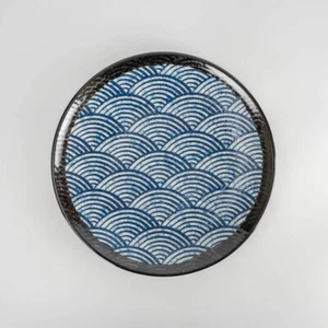 Mino ware Japanese pottery Large plate Seigaiha pattern Japan 10.2inch - Picture 1 of 4