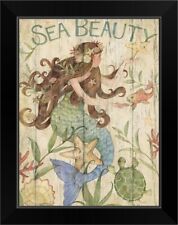 Mermaid Beauty Black Framed Wall Art Print, Mermaid Home Decor