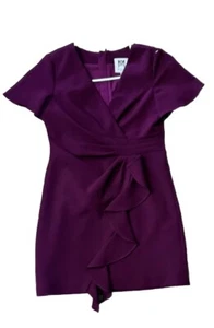$225 Milly Mini' Girls Purple Short Cap Sleeve Surplice Faux Wrap Dress Size 7/8 - Picture 1 of 11