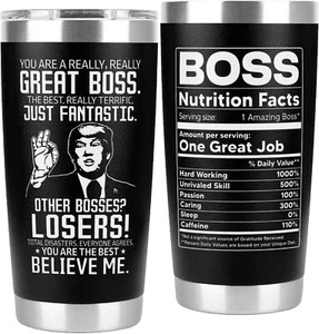 Black Best Boss Gifts for Men Women You’re A Great Boss Tumbler 20 Oz Cup - Picture 1 of 7