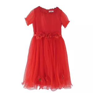 Vestido Formal Lesy By Lisetta Cosi Niñas Rosas Rojas Adornado Midi Edad 8 Años - Imagen 1 de 8