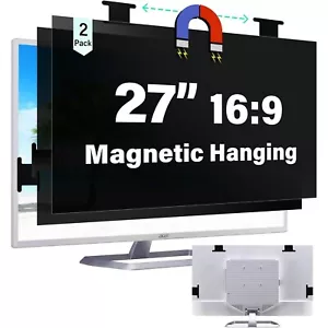 2 Pack Magnetic Computer Screen Privacy Shield 27 Inch 16:9 Hanging Monitor - Picture 1 of 9