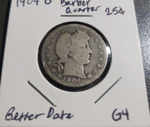 1904 O Barber 25c G schöne Original Münze. - Bild 1 von 2