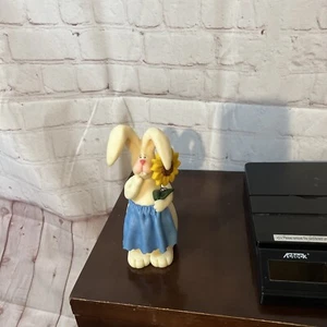 Vintage Bunny Rabbit And Sunflower Figurine - Picture 1 of 6