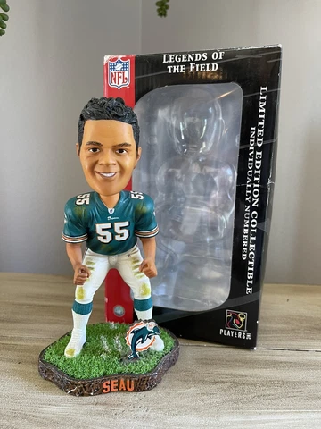 JUNIOR SEAU Miami Dolphins NFL “Field Turf Base” Bobblehead NIB! Cover