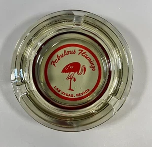 Fabulous Flamingo Ashtray Vintage Light Smokey Glass with Red Lettering - Picture 1 of 4