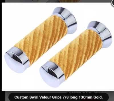 NEW GOLD VELOR LOWRIDER BICYCLE GRIPS SEE PICTURES FOR SPECS - Image 1 of 2