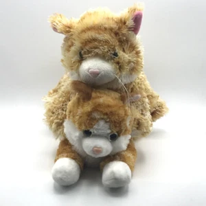 Aurora Sunshine Six Flags Orange Tabby Cats Green Eyes Resting Plush Lot of 2 - Picture 1 of 7