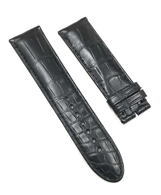 Pulseira de couro de jacaré preta Montblanc genuína 22 mm x 20 mm - Imagem 1 de 4