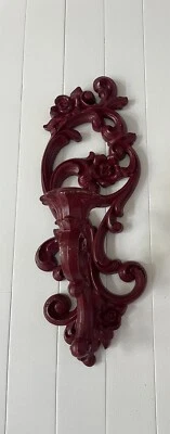 Aplique de pared ornamentado HOMCO vintage candelabro Hollywood Regency rojo Foto 1 de 4