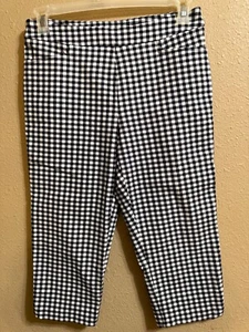 TIME AND TRU MILLENNIUM CAPRI PANTS SZ MEDIUM (8-10) BLACK WHITE CHECK PULL ON - Picture 1 of 4