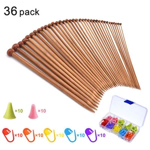 36pcs/set Bamboo Single Pointed Knitting Carbonized Needles 18 Sizes AU - Picture 1 of 11