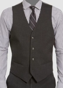 $115 Alfani Men's Gray Slim-Fit Stretch Solid Four-Button Suit Vest Size M - Picture 1 of 2