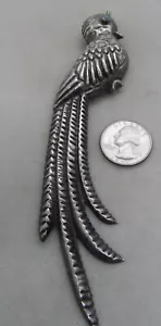 VINTAGE MEXICAN STERLING QUETZAL BIRD BROOCH HUGE--NEW PRICE---- - Picture 1 of 8