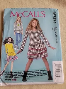 McCall's Sewing Pattern M7274 Girls top Dress Skirt Sz 3-6 Stretch Fabric - Picture 1 of 3