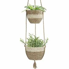 Hanging Planter Basket Indoor Outdoornatural Seagrass Flower Plant Pots Beige