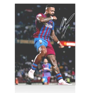 Memphis Depay Signed Barcelona Photo - Celebration Autograph - Picture 1 of 3